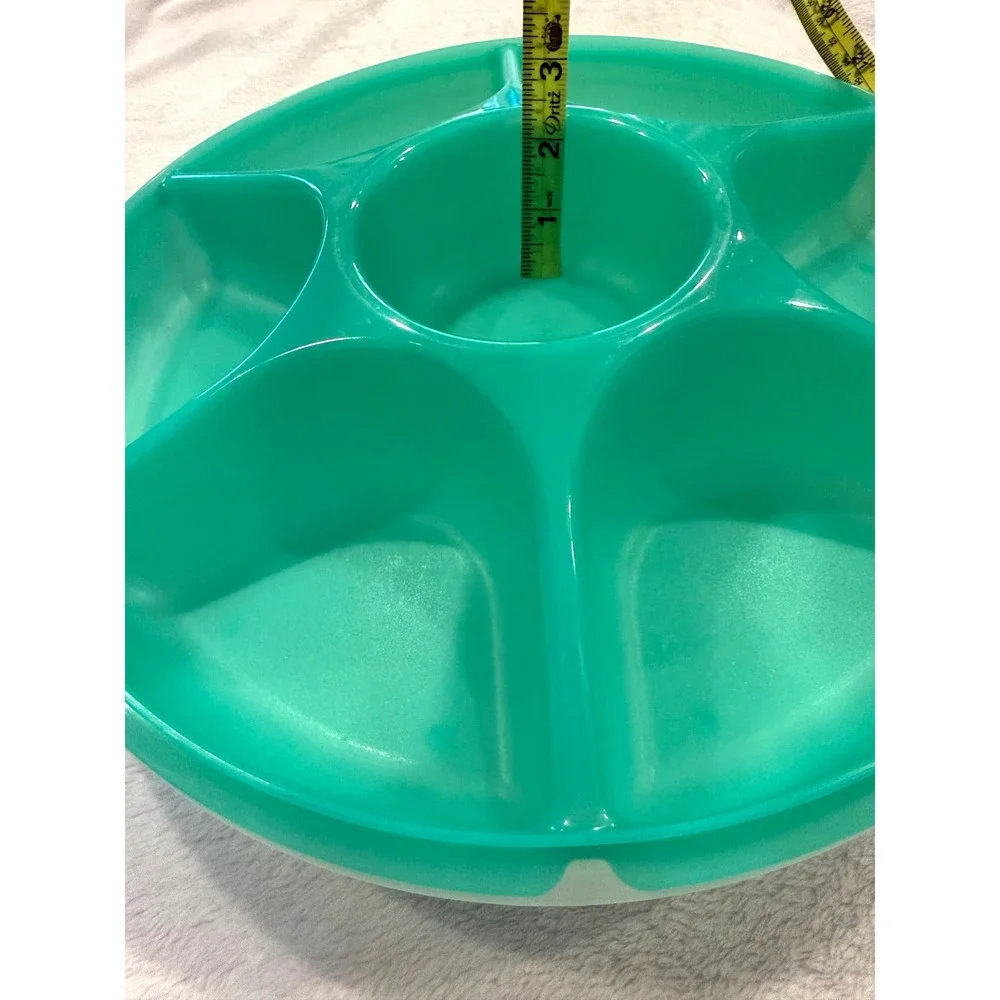 Tupperware Jele-ette Serving Tray Green 6‎ Compartment Veggie Platter 1666D-1